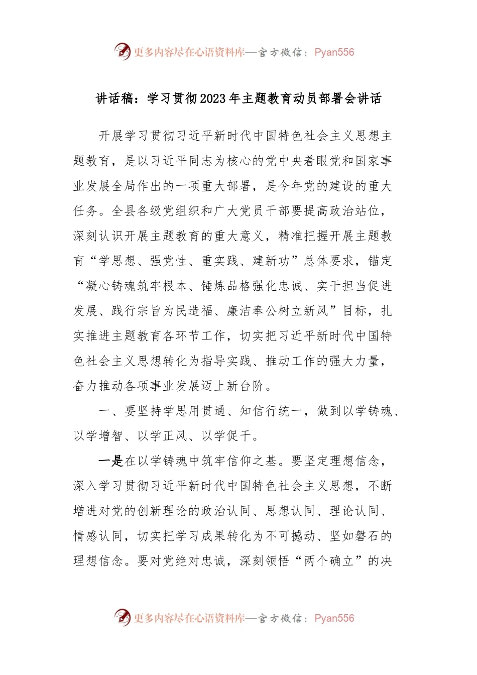 讲话稿：学习贯彻2023年主题教育动员部署会讲话.docx_第1页