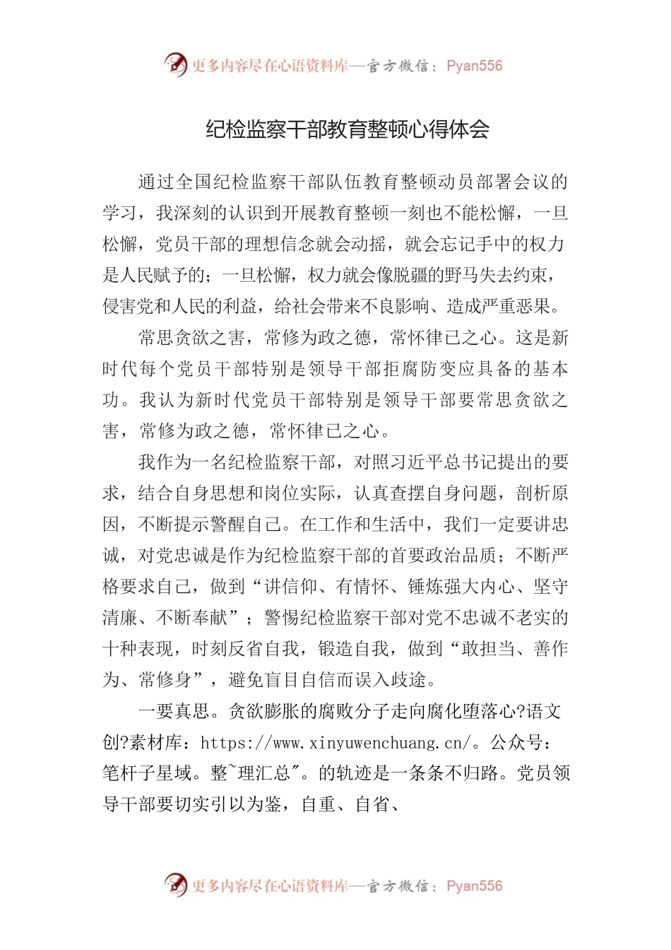 纪检干部教育整顿心得体会.docx_第1页