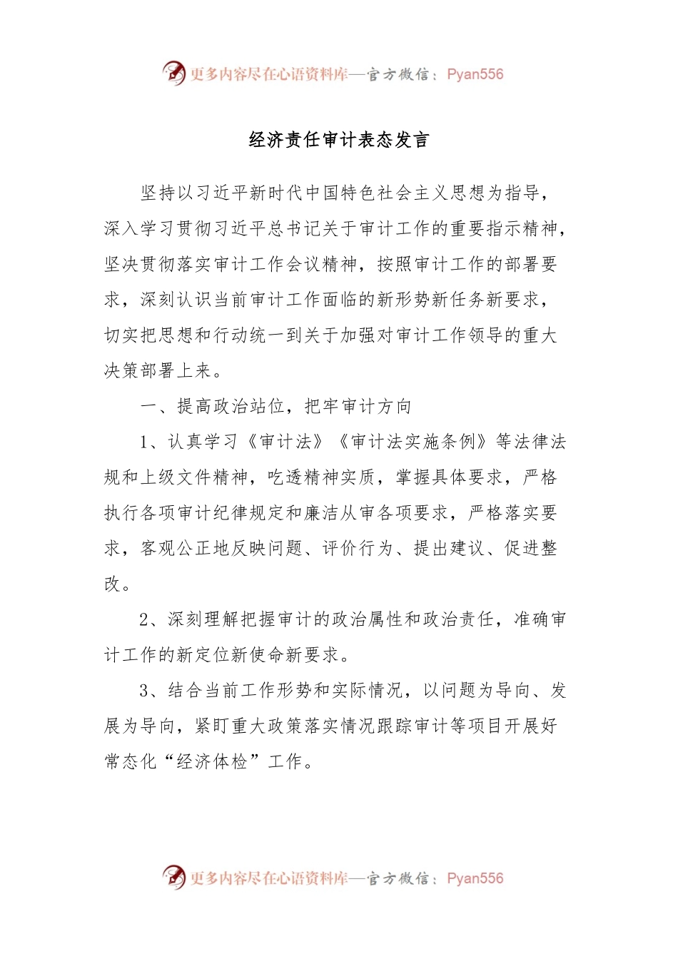 经济责任审计表态发言稿.docx_第1页