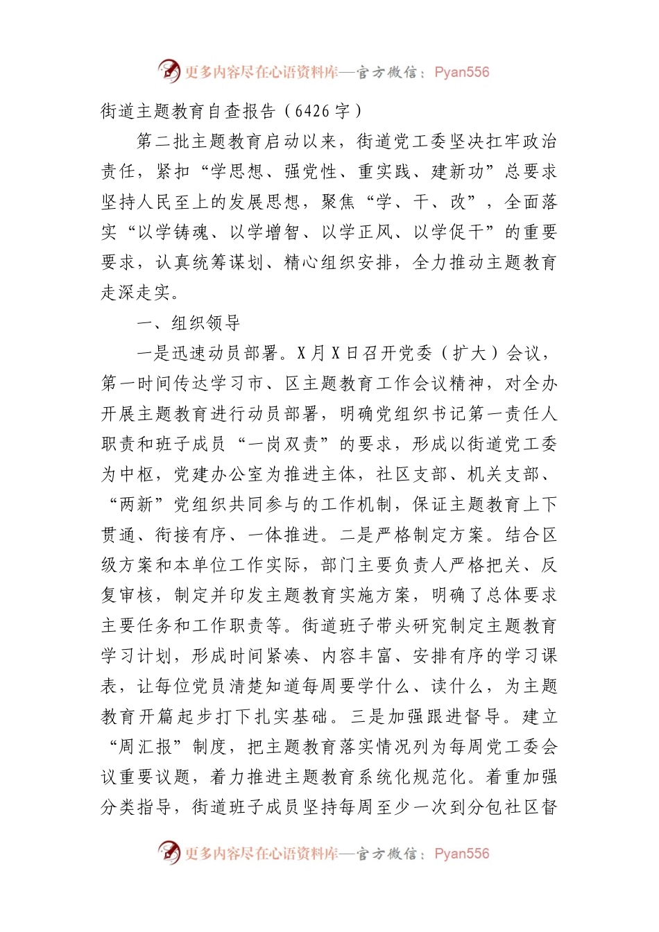街道主题教育自查报告.docx_第1页