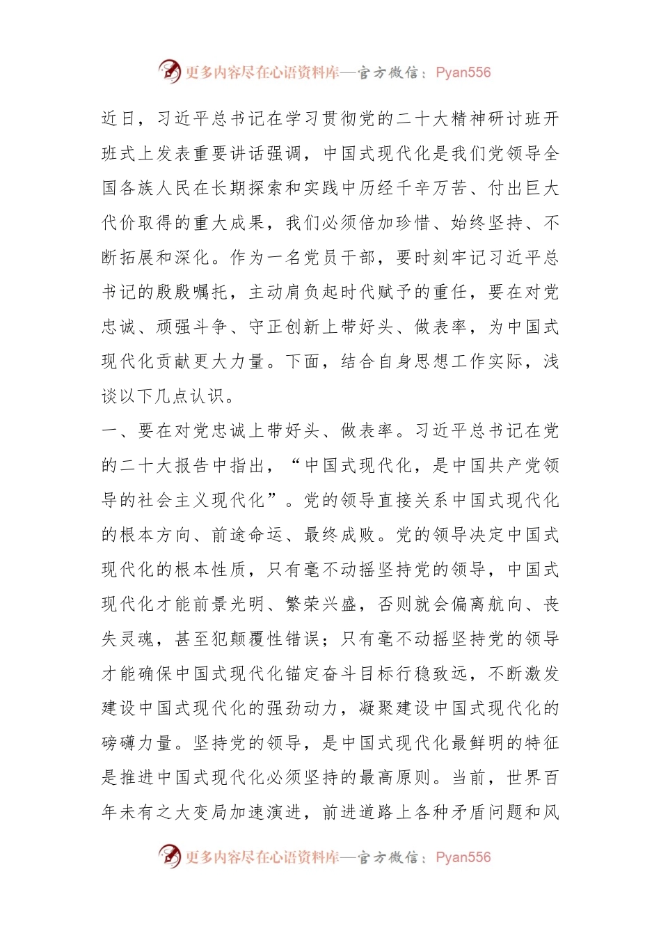 研讨发言：带好头 做表率 为中国式现代化贡献更大力量.docx_第1页