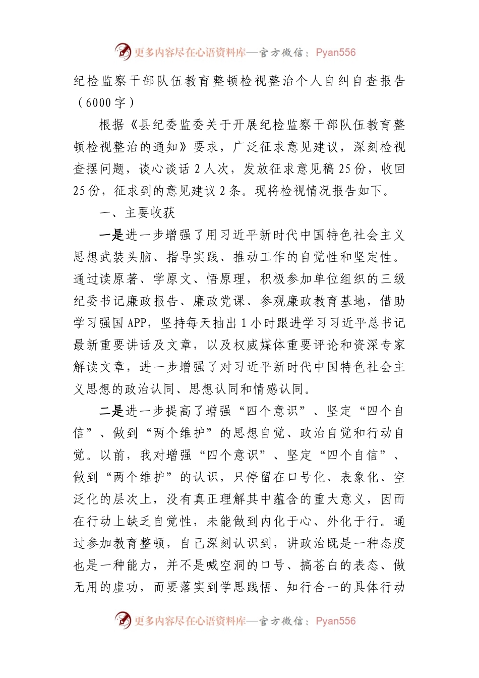 纪检监察干部队伍教育整顿检视整治个人自纠自查报告.docx_第1页