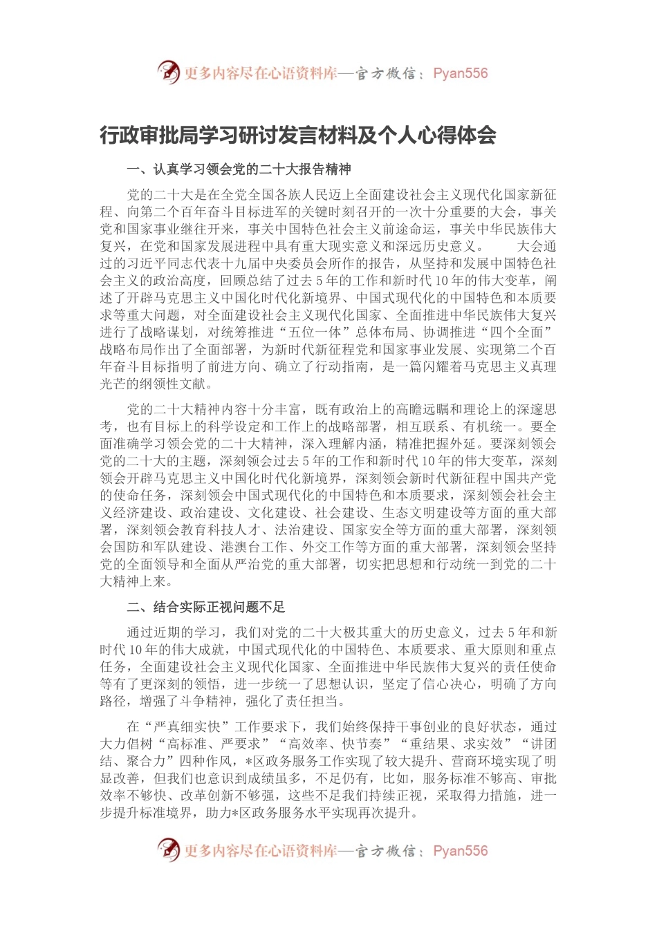 行政审批局学习研讨发言材料及个人心得体会.docx_第1页