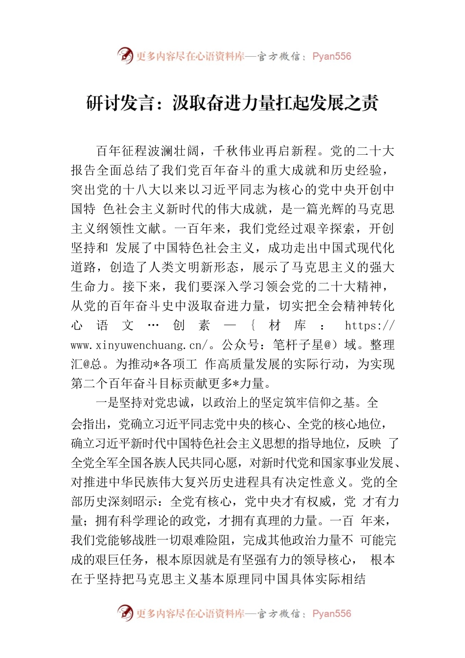 研讨发言：汲取奋进力量扛起发展之责.docx_第1页