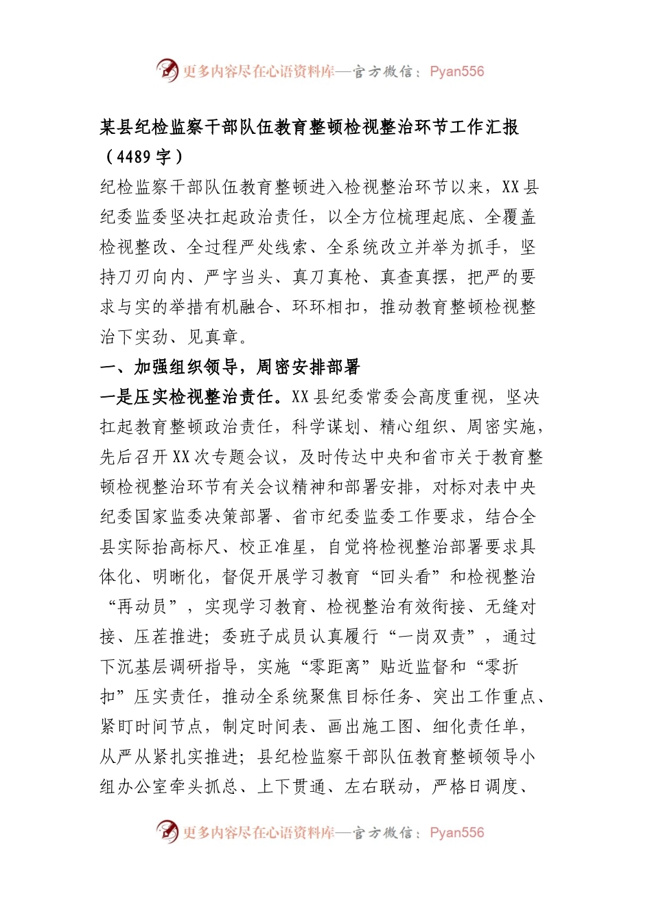 纪检监察干部队伍教育整顿检视整治环节工作汇报.docx_第1页