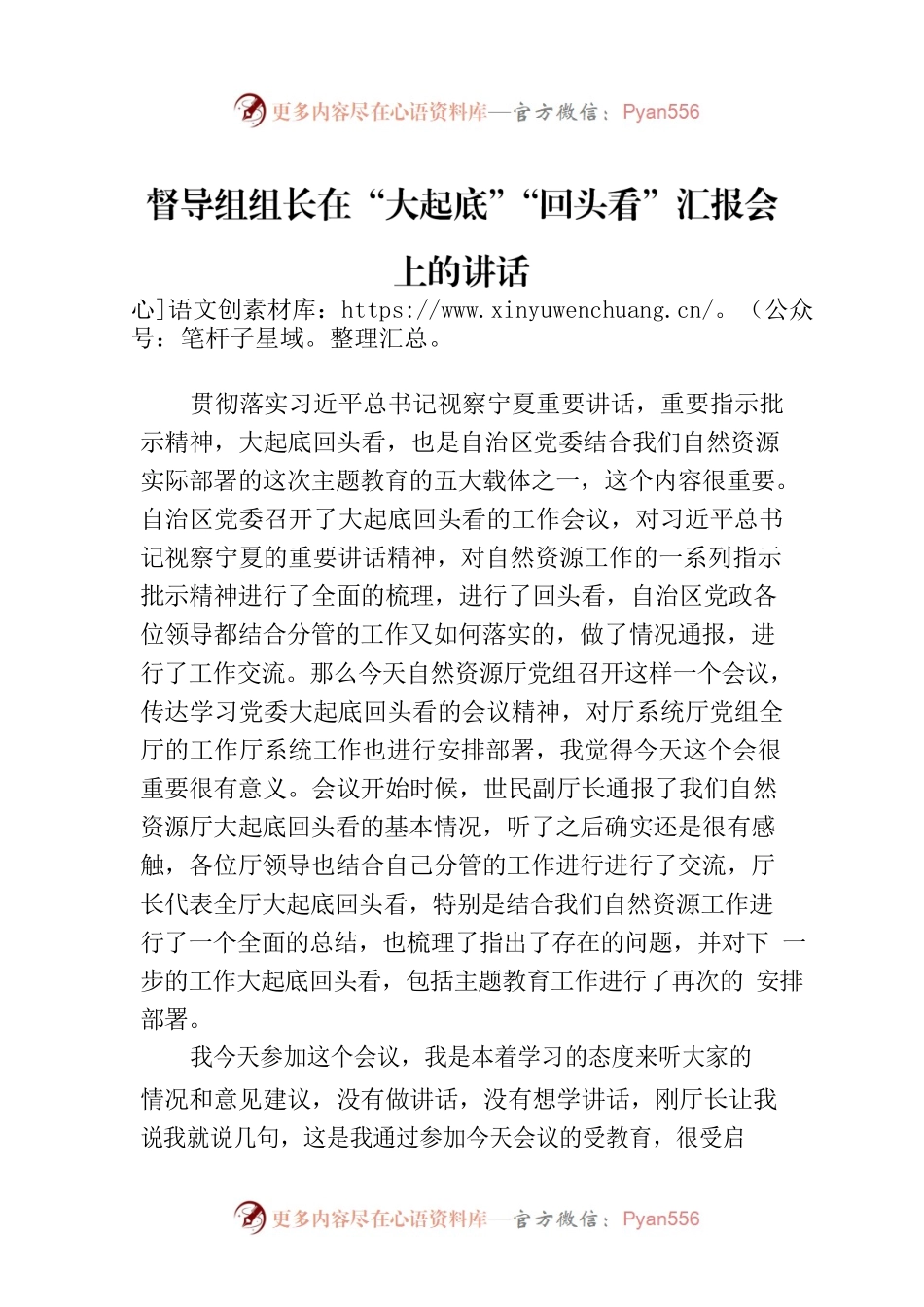 督导组组长在“大起底”“回头看”汇报会上的讲话.docx_第1页