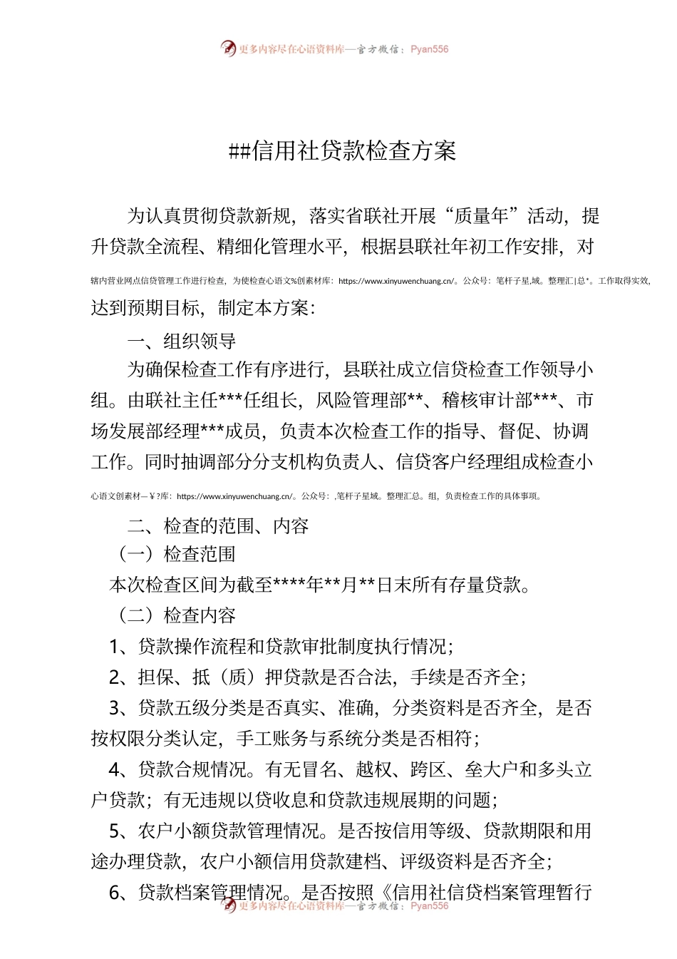 银行信贷检查方案.docx_第1页