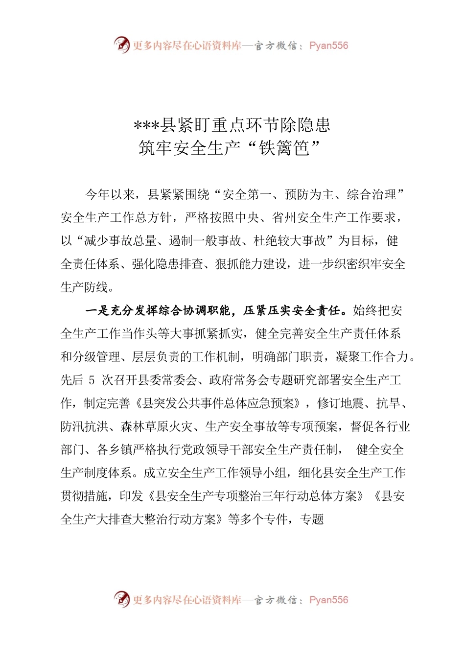 紧盯重点环节除隐患筑牢安全生产“铁篱笆”.docx_第1页