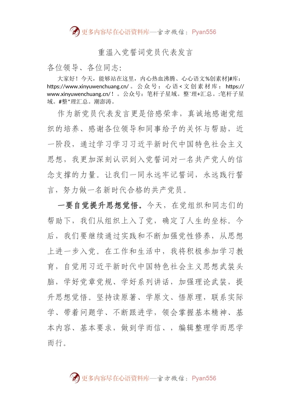 重温入党誓词党员代表发言.docx_第1页