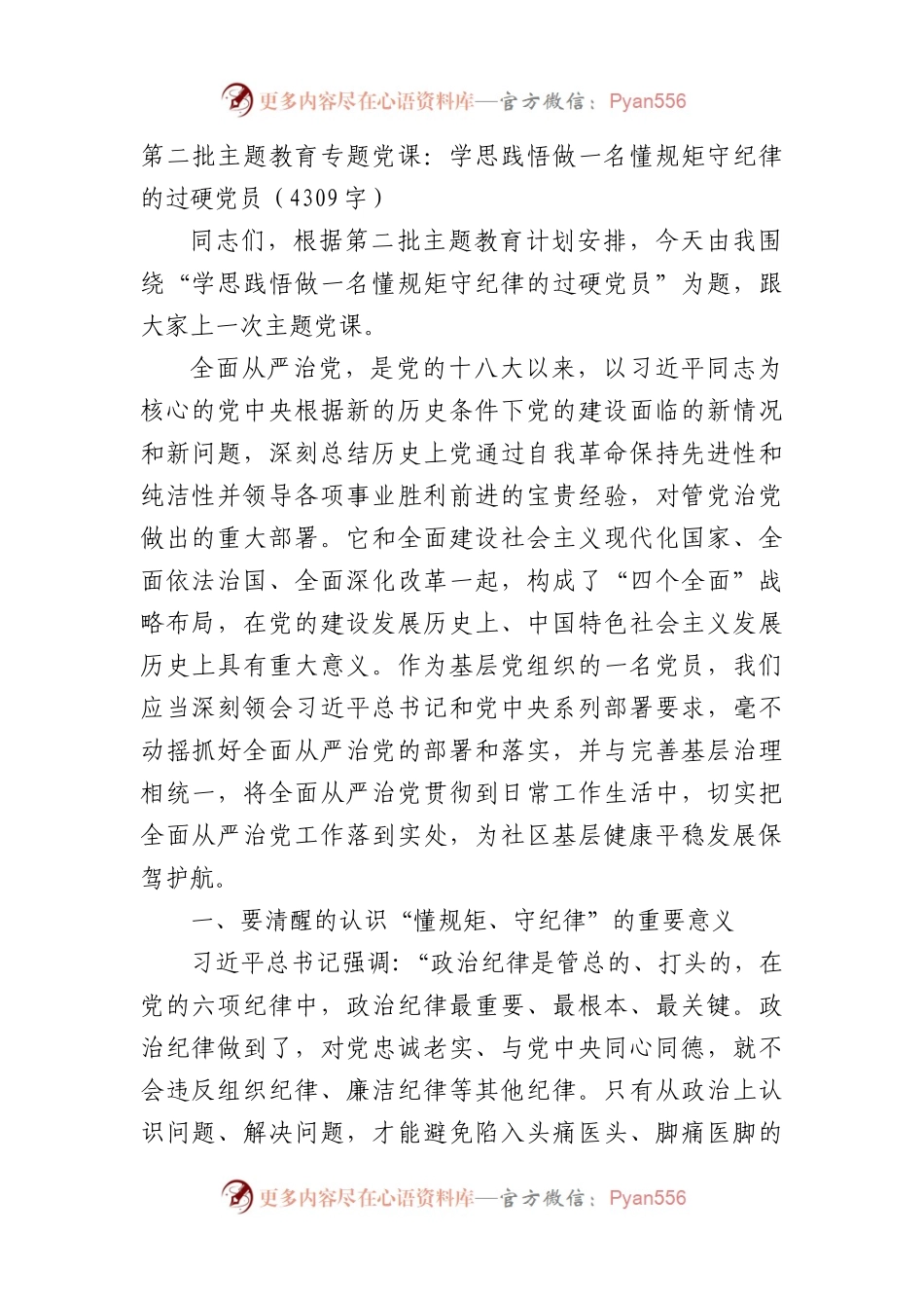 第二批主题教育专题党课：学思践悟做一名懂规矩守纪律的过硬党员.docx_第1页
