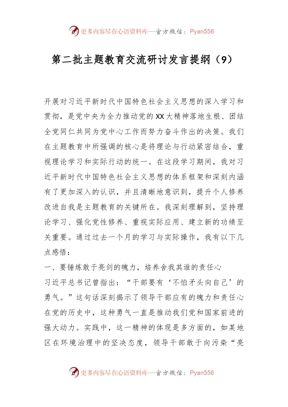 第二批主题教育交流研讨发言提纲（9）.docx_第1页
