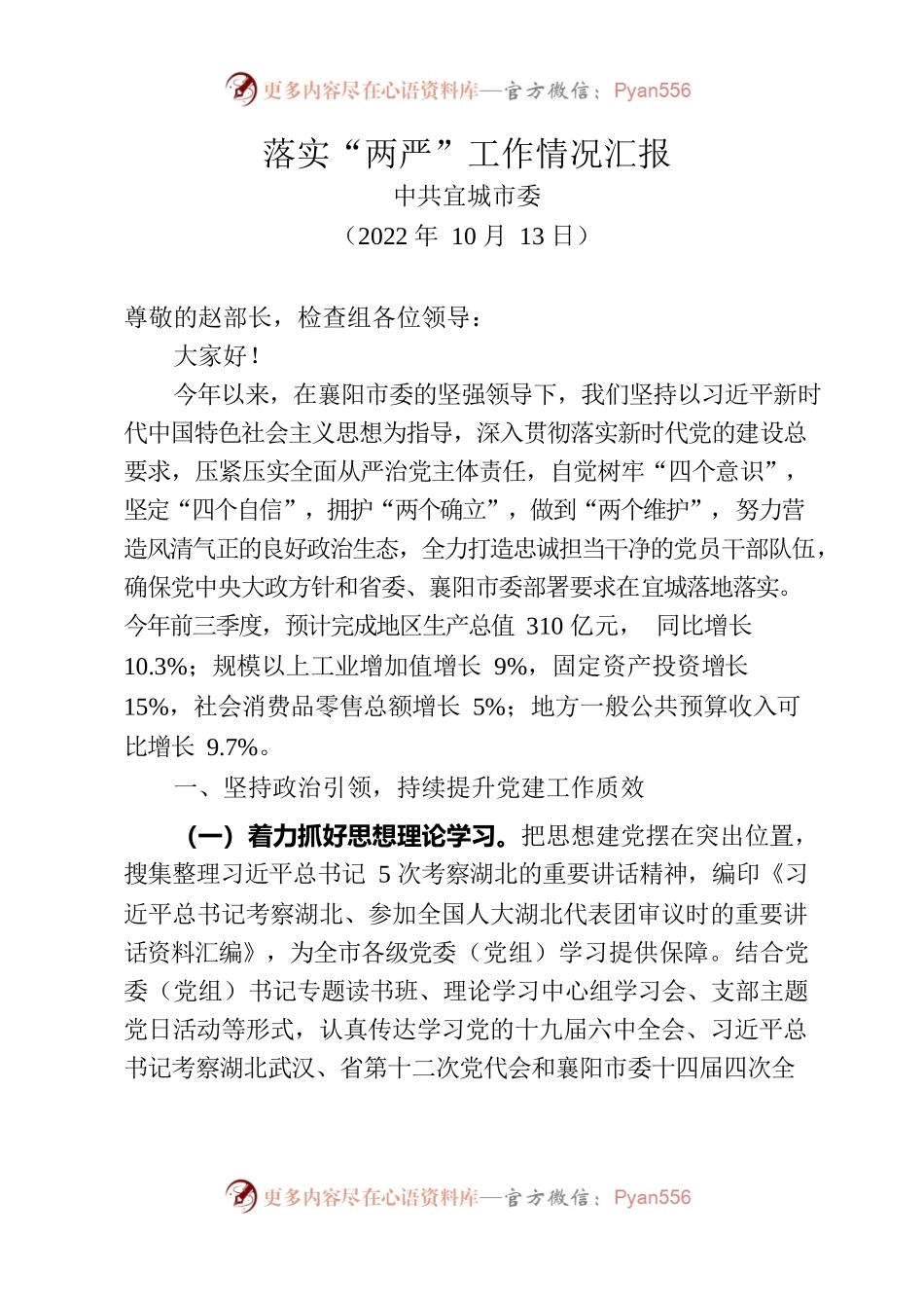 落实“两严”工作情况汇报.docx_第1页