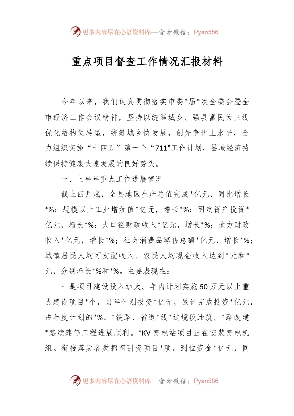 重点项目督查工作情况汇报材料.docx_第1页