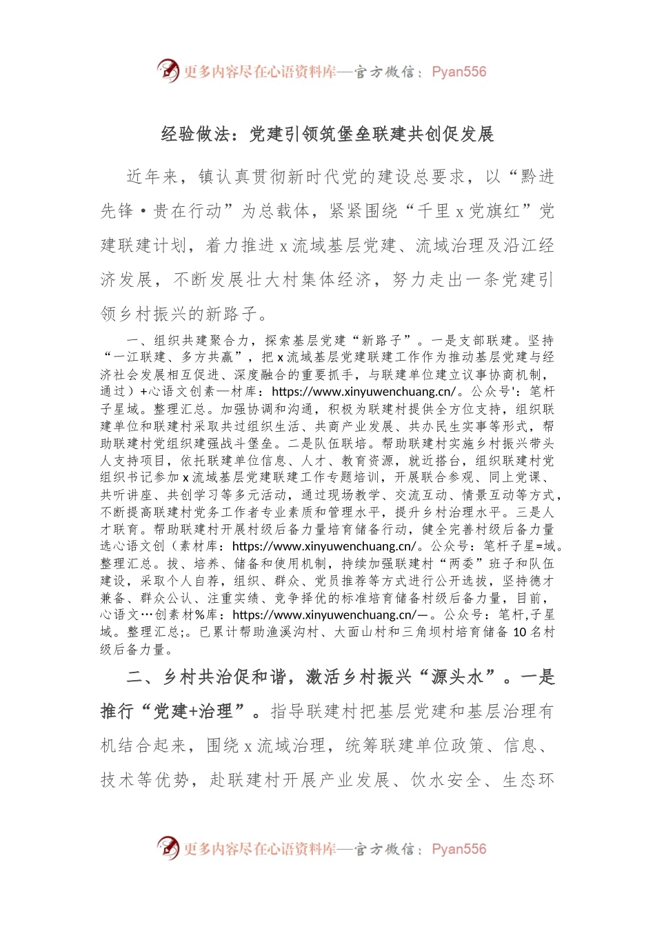 经验做法：党建引领筑堡垒 联建共创促发展.docx_第1页