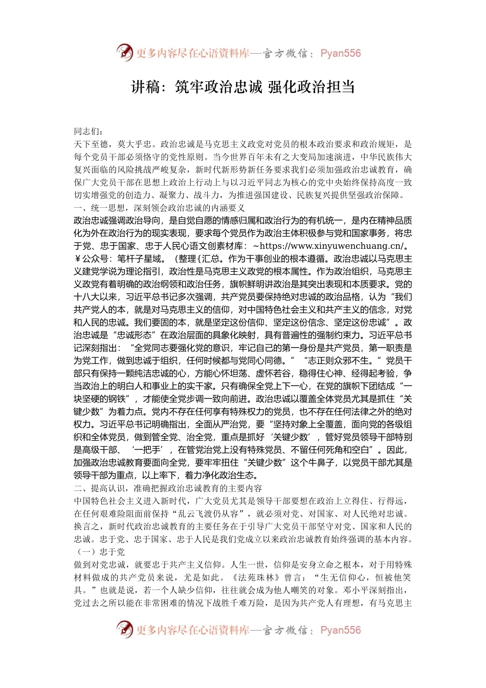 讲稿：筑牢政治忠诚 强化政治担当.docx_第1页
