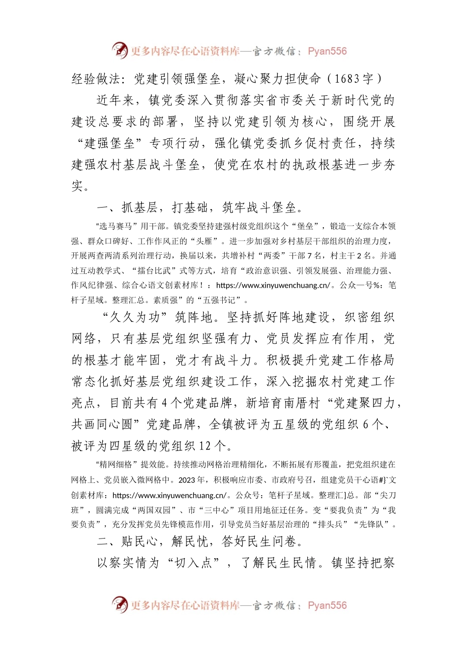经验做法：党建引领强堡垒，凝心聚力担使命（1683字）.docx_第1页