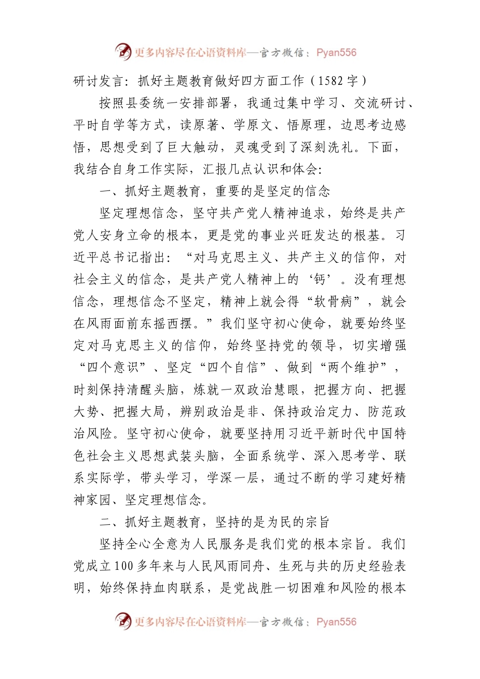 研讨发言：抓好主题教育做好四方面工作.docx_第1页
