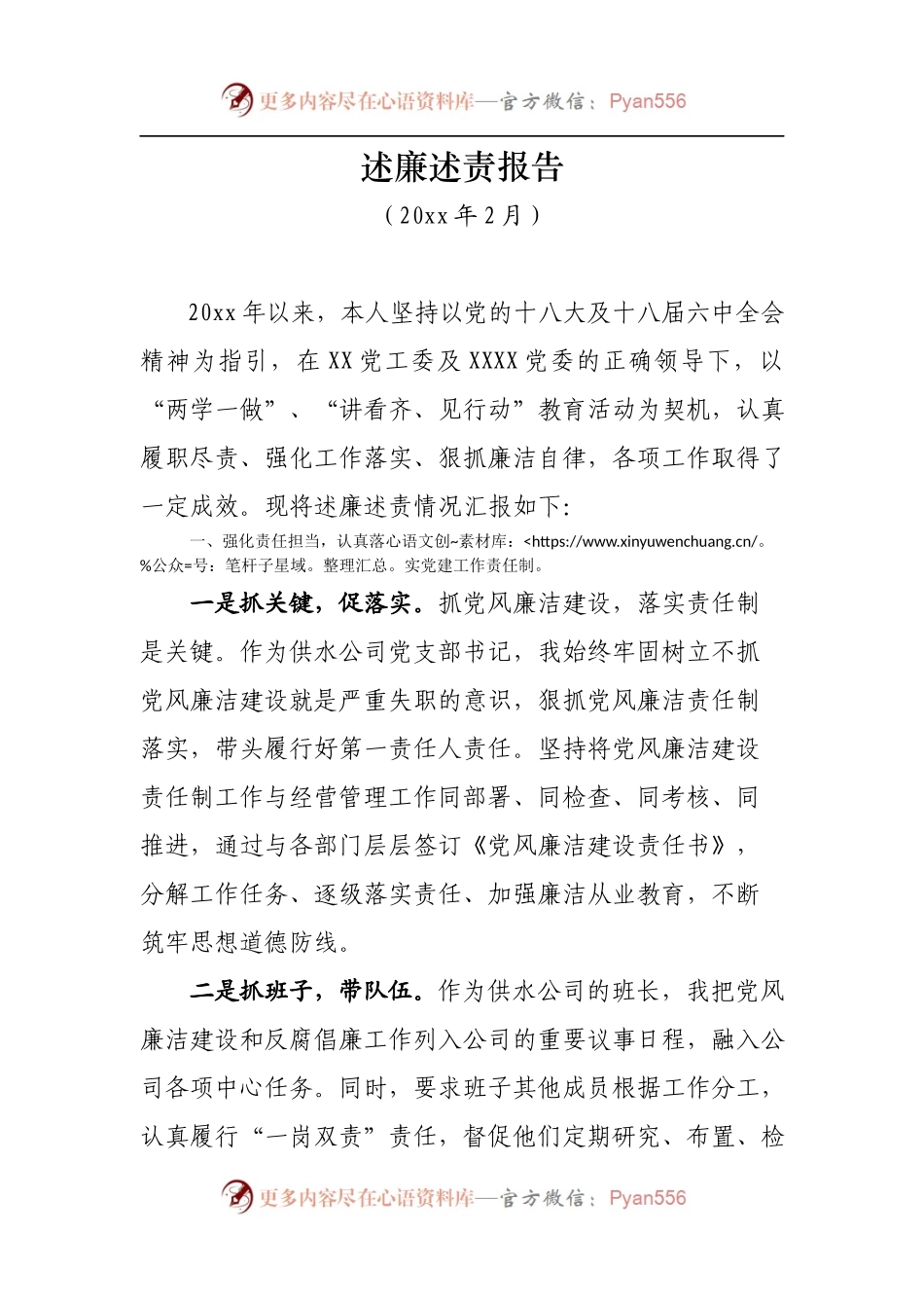 述廉述责报告(20XX年）.docx_第1页