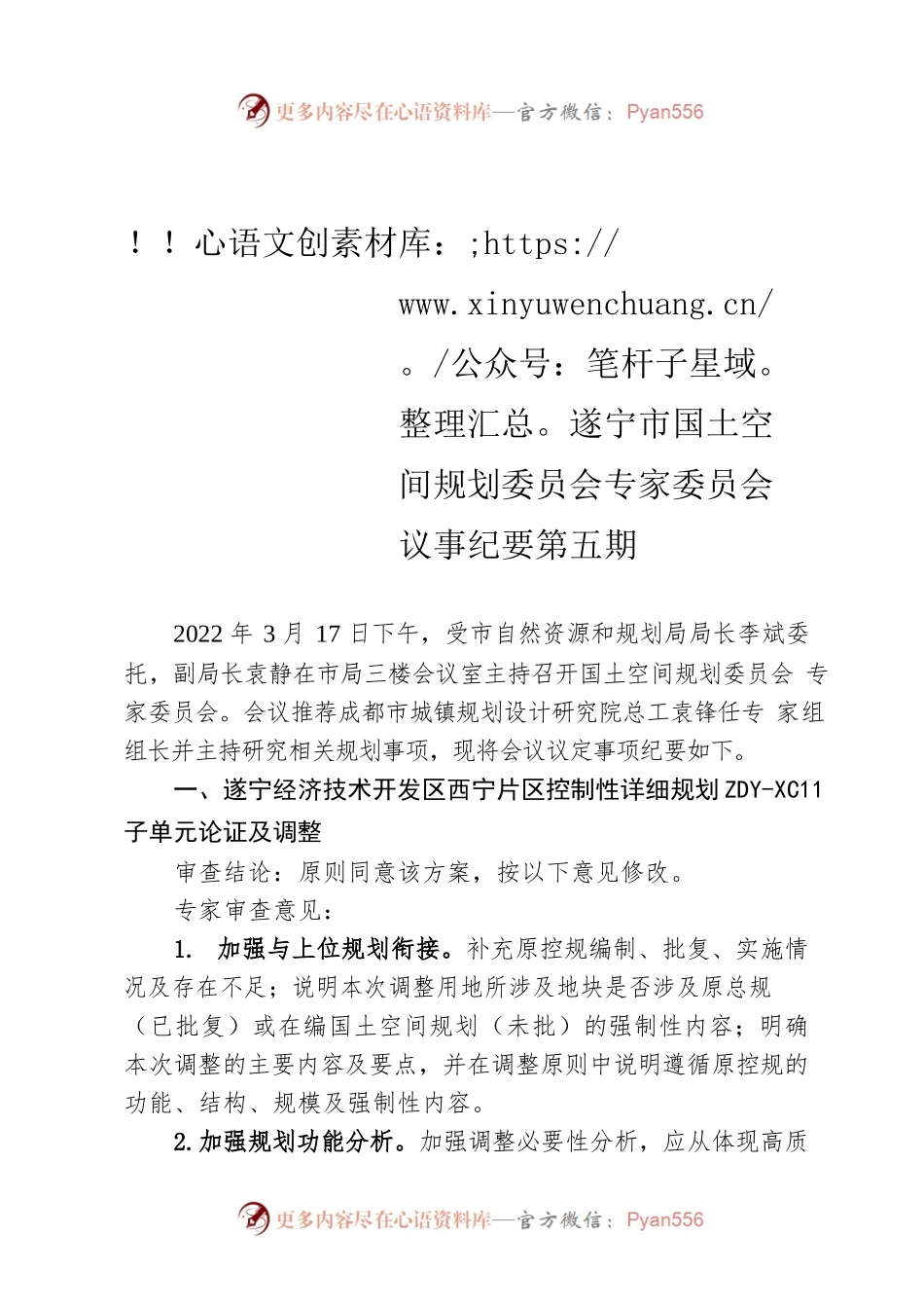 遂宁市国土空间规划委员会专家委员会议事纪要第五期.docx_第1页
