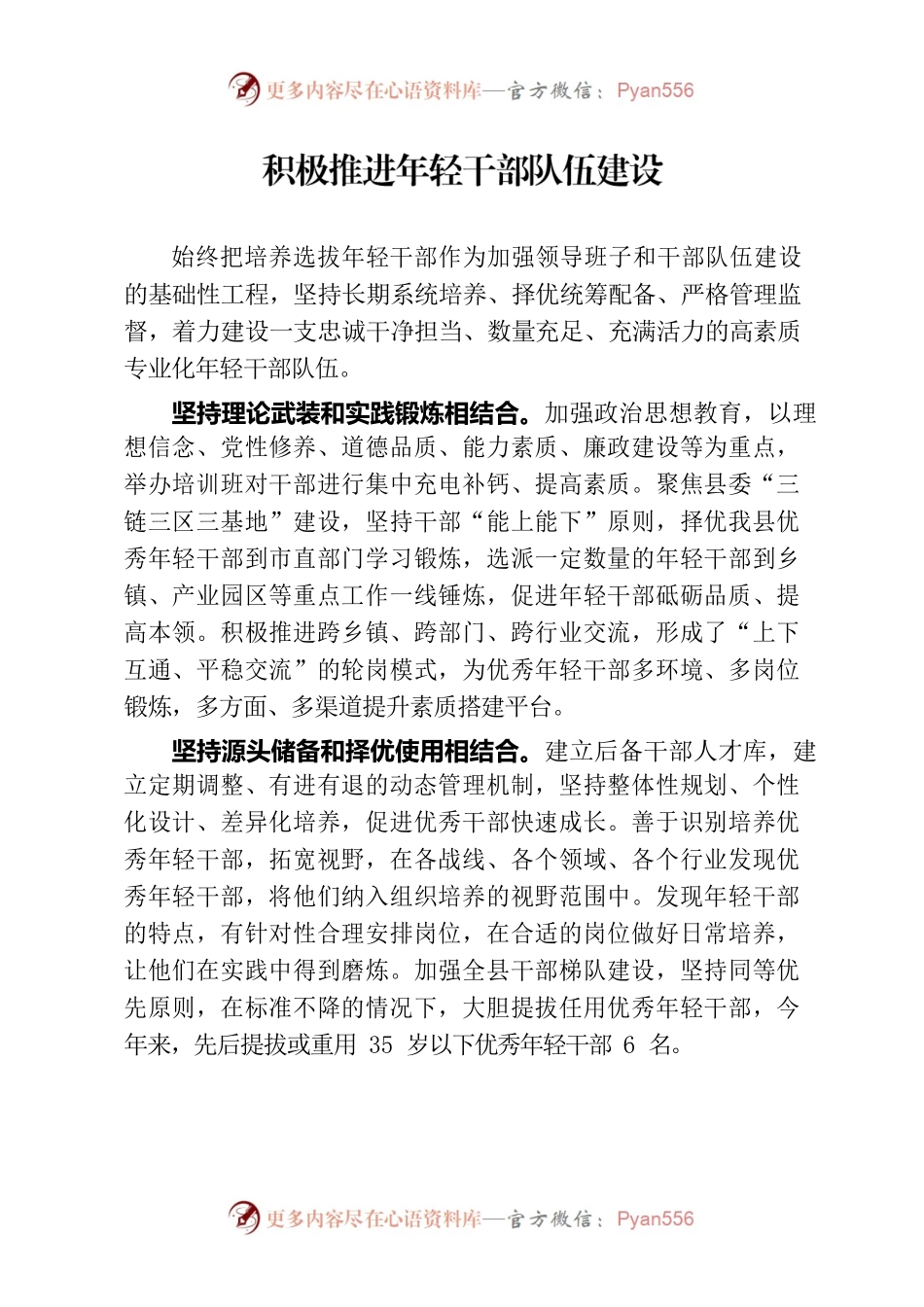 积极推进年轻干部队伍建设（干部工作）.docx_第1页