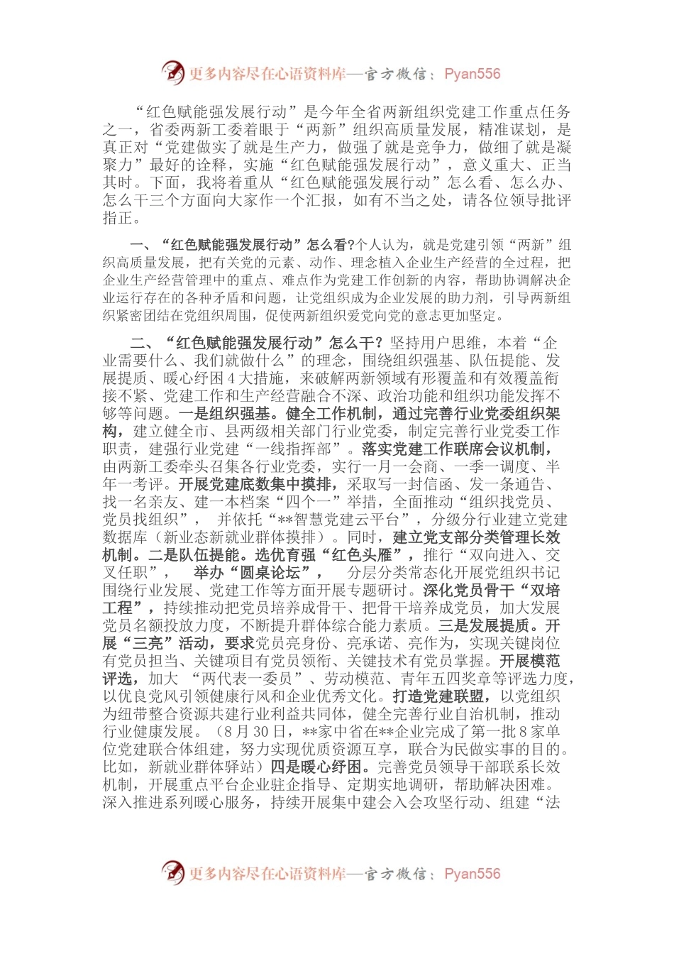 红色赋能强发展行动发言材料.docx_第1页