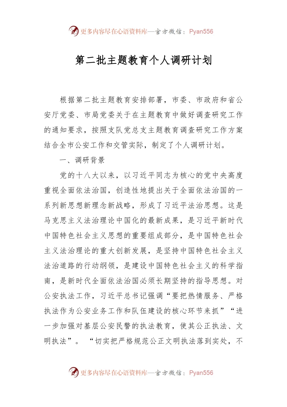 第二批主题教育个人调研计划.docx_第1页