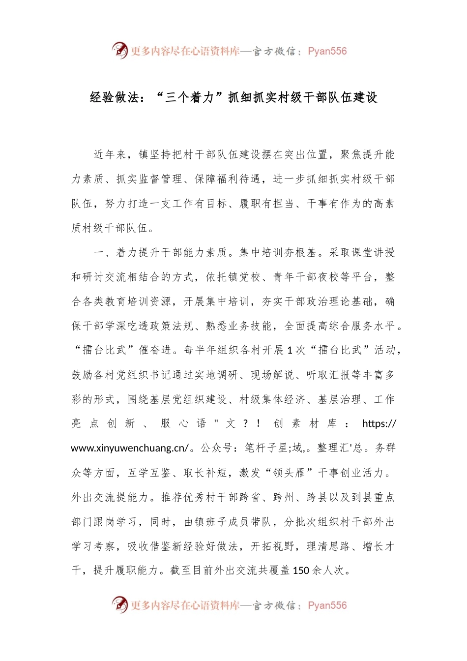 经验做法：“三个着力”抓细抓实村级干部队伍建设.docx_第1页