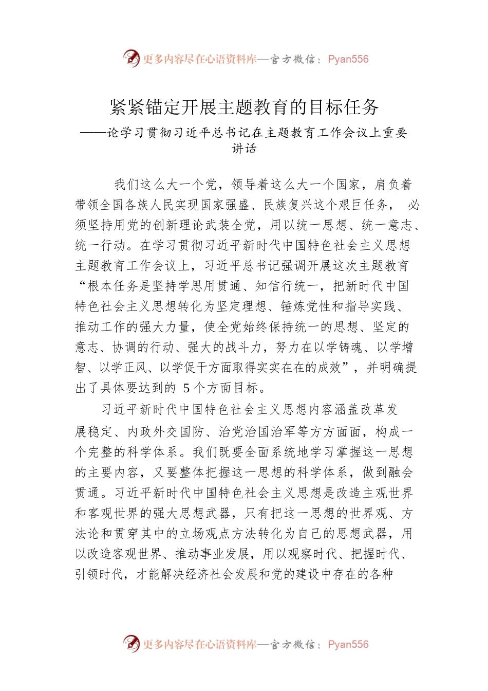 论学习贯彻习近平总书记在主题教育工作会议上重要讲话（20230407）.docx_第1页