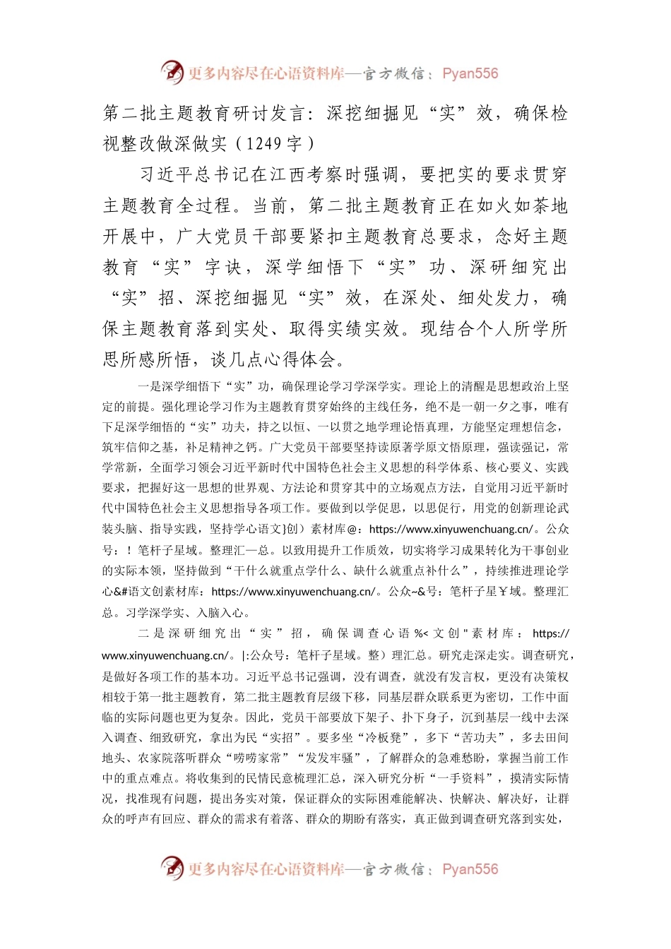 第二批主题教育研讨发言：深挖细掘见“实”效，确保检视整改做深做实.docx_第1页