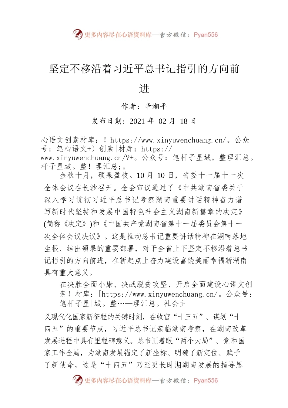 辛湘平：坚定不移沿着习近平总书记指引的方向前进.docx_第1页