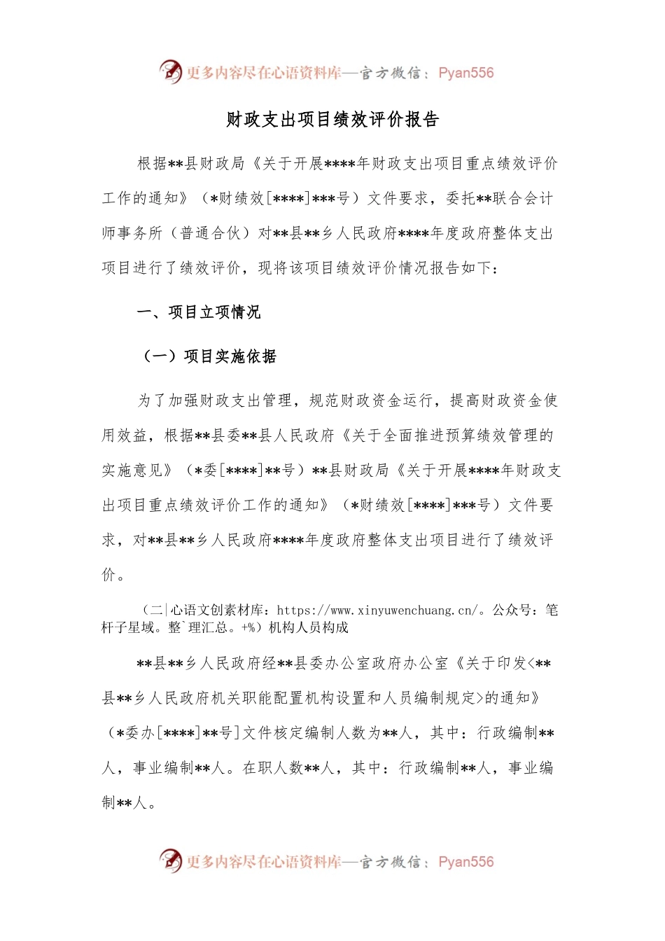 财政支出项目绩效评价报告.docx_第1页