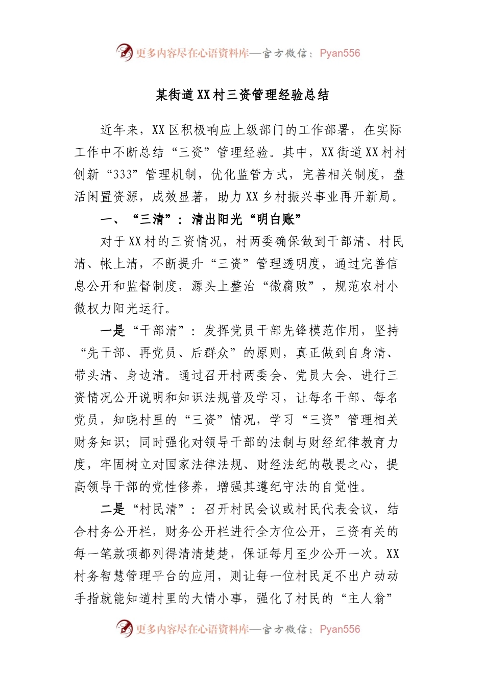 街道村三资管理经验总结.docx_第1页