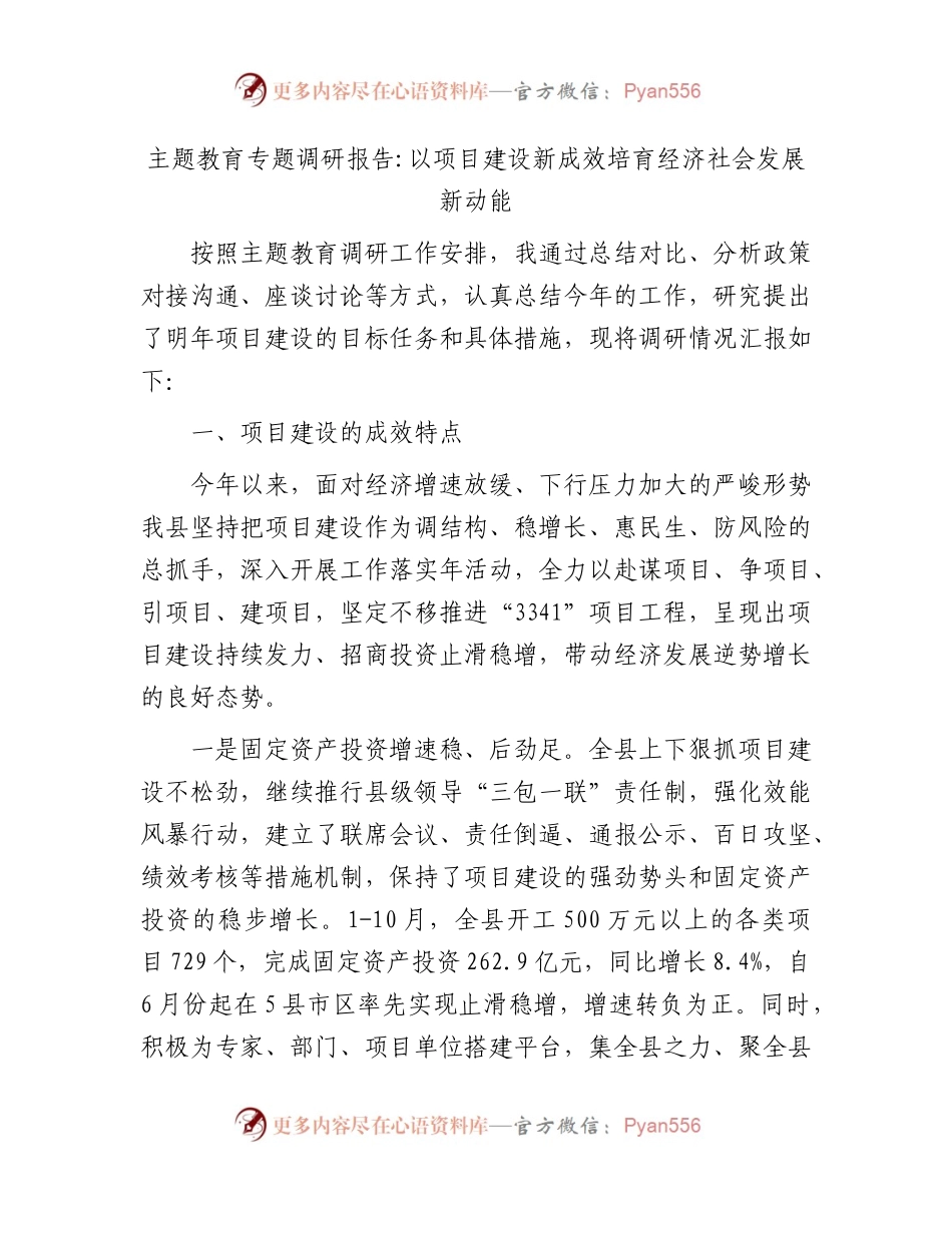 调研报告：以项目建设新成效培育经济社会发展新动能.docx_第1页