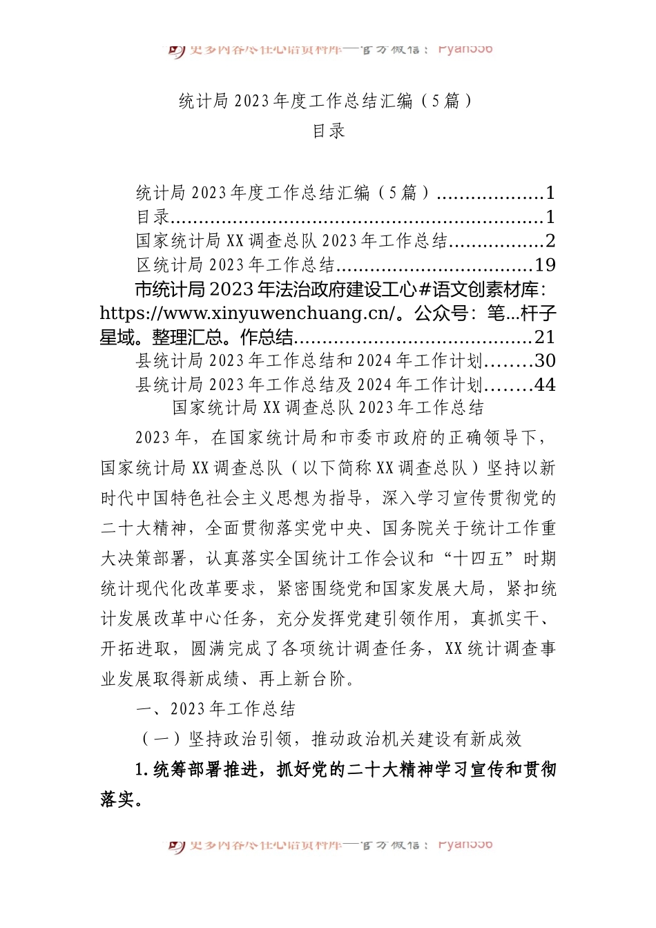 统计局2023年度工作总结汇编（5篇）.docx_第1页