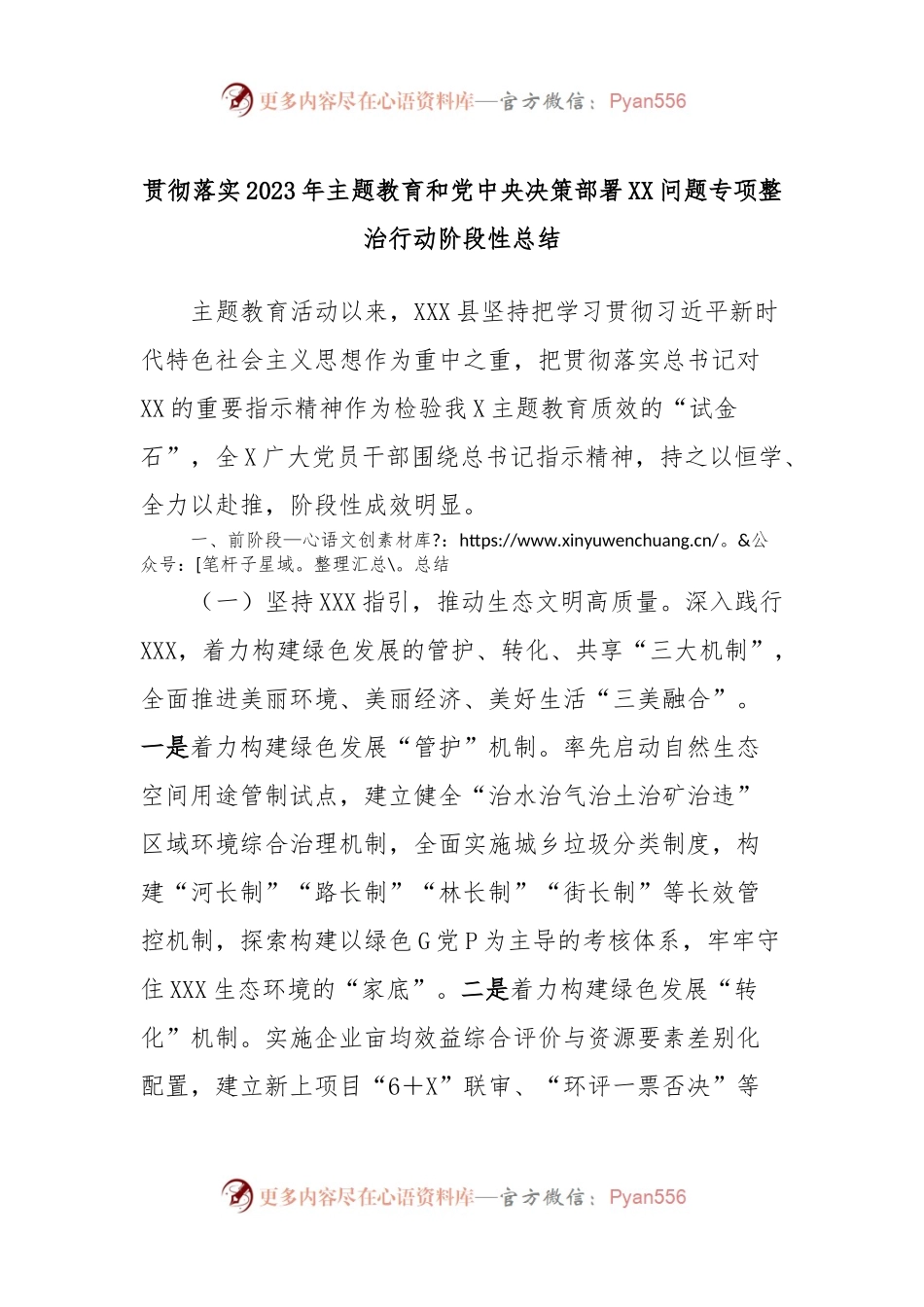 贯彻落实2023年主题教育和党中央决策部署XX问题专项整治行动阶段性总结.docx_第1页