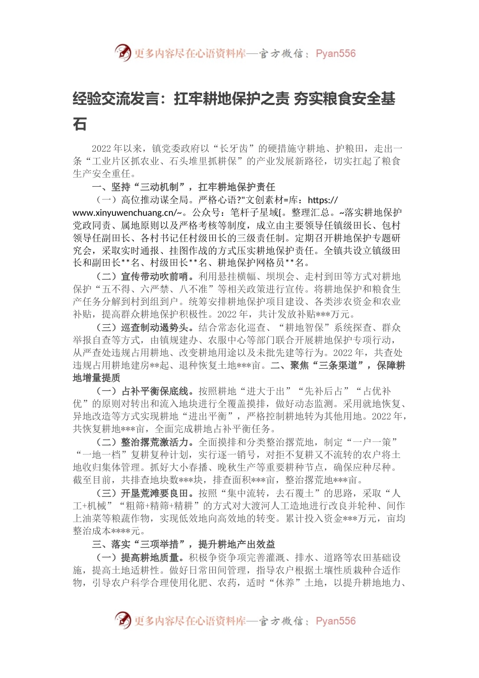 经验交流发言：扛牢耕地保护之责 夯实粮食安全基石.docx_第1页