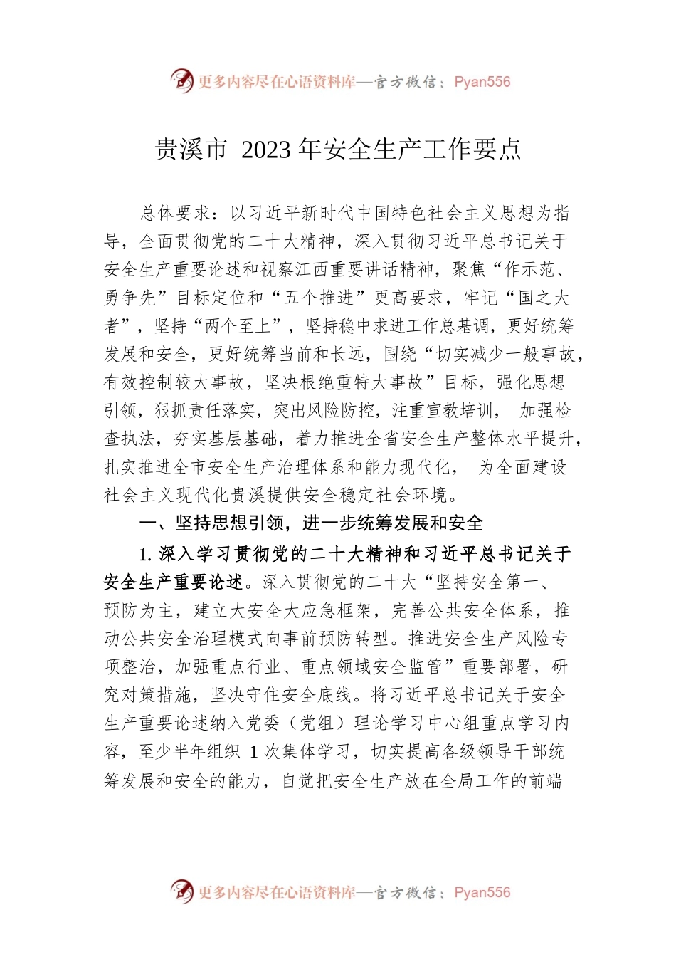 贵溪市2023年安全生产工作要点.docx_第1页