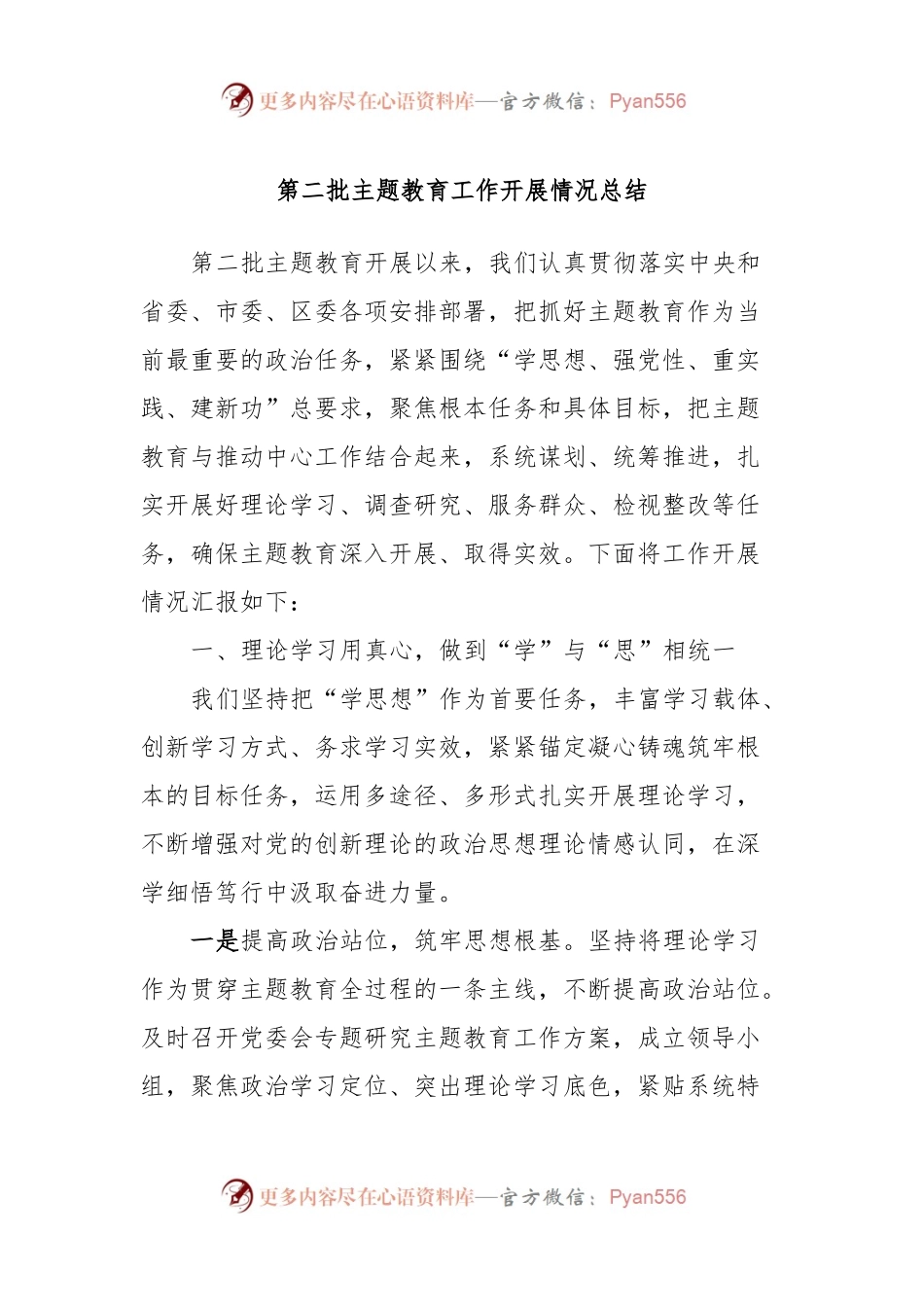 第二批主题教育工作开展情况总结.docx_第1页