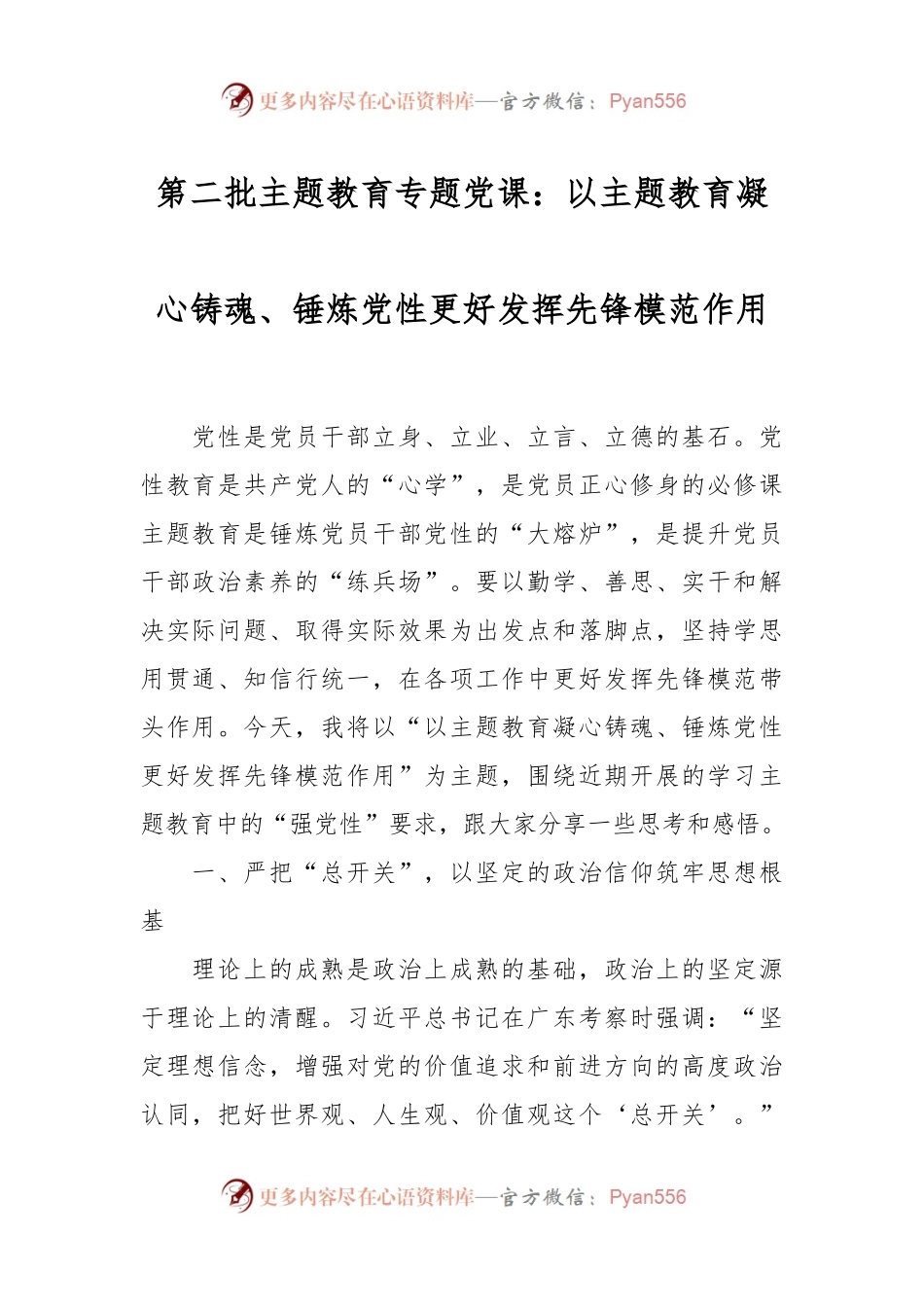 第二批主题教育专题党课：以主题教育凝心铸魂、锤炼党性 更好发挥先锋模范作用.docx_第1页
