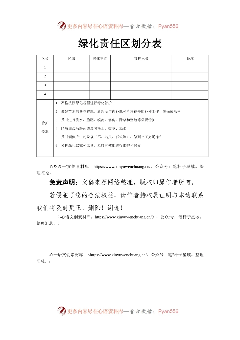 绿化责任区划分表.docx_第1页