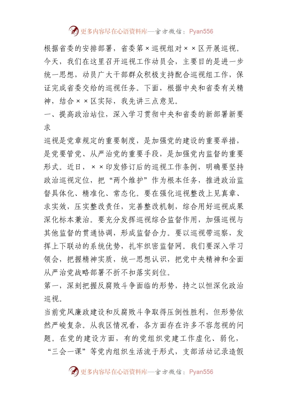 组长在巡视工作动员会上的讲话.docx_第1页