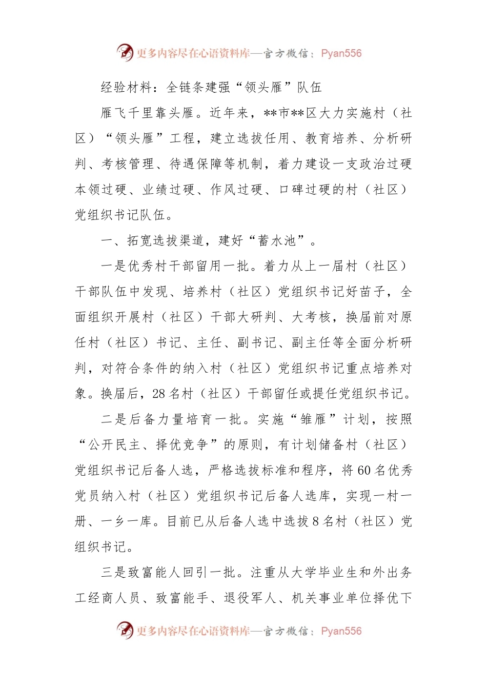 经验材料：全链条建强“领头雁”队伍.docx_第1页