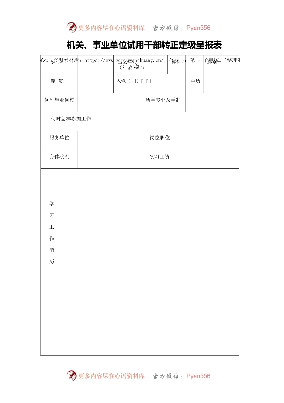 试用干部转正定级呈报表.docx_第1页