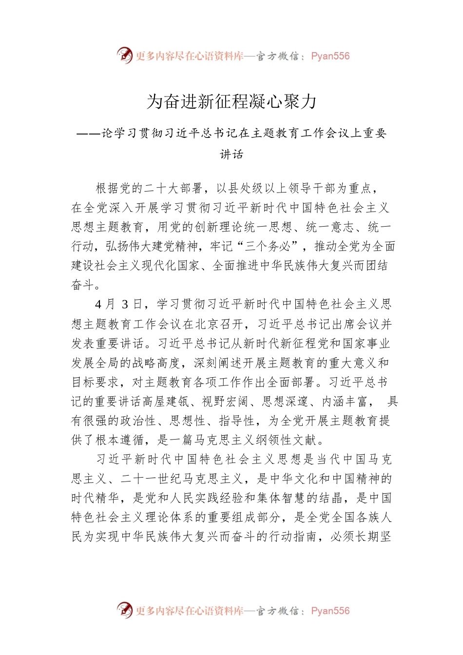 论学习贯彻习近平总书记在主题教育工作会议上重要讲话（20230405）.docx_第1页