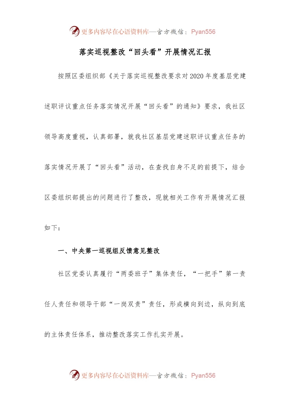 落实巡视整改“回头看”开展情况汇报.docx_第1页