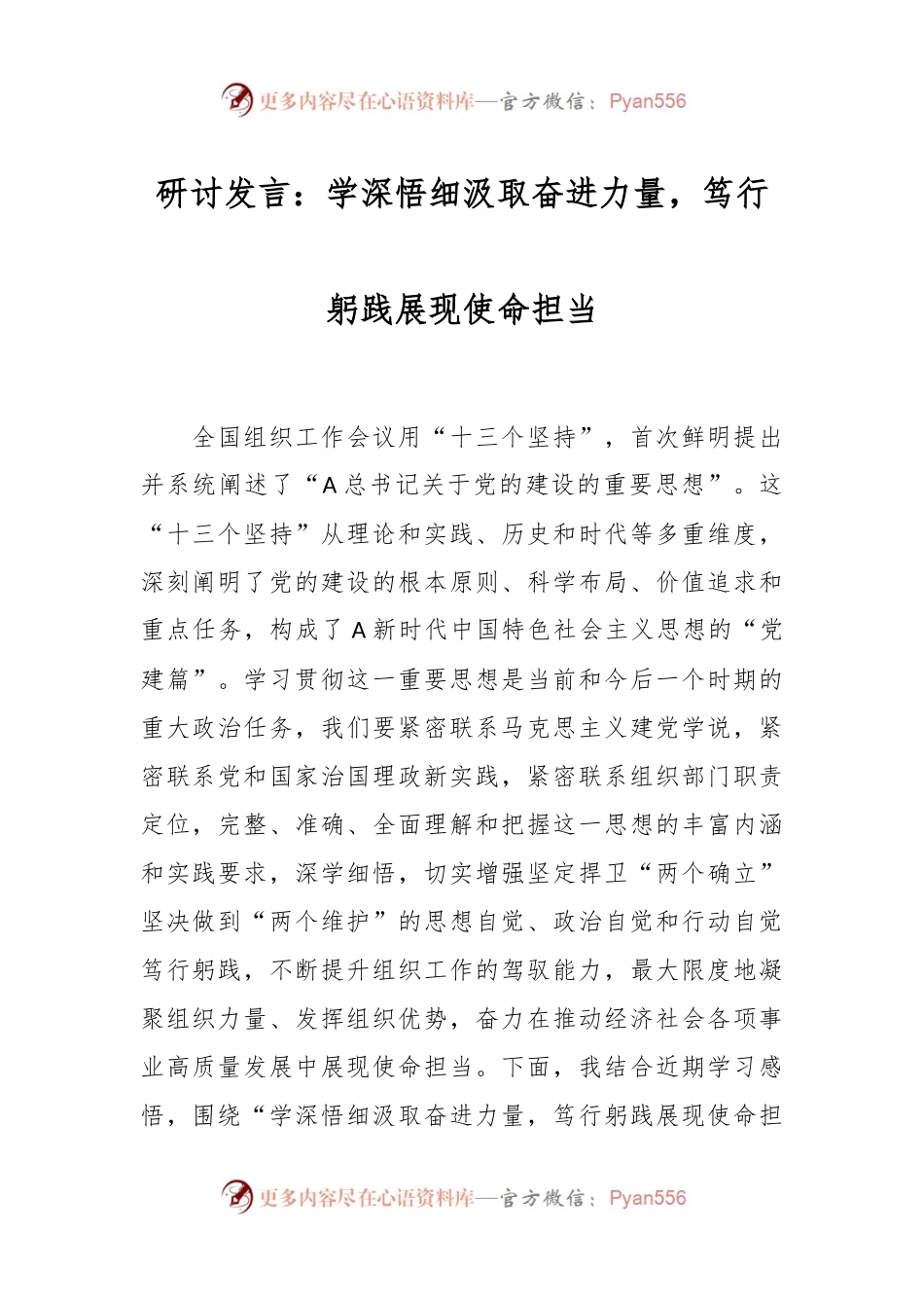 研讨发言：学深悟细汲取奋进力量，笃行躬践展现使命担当.docx_第1页