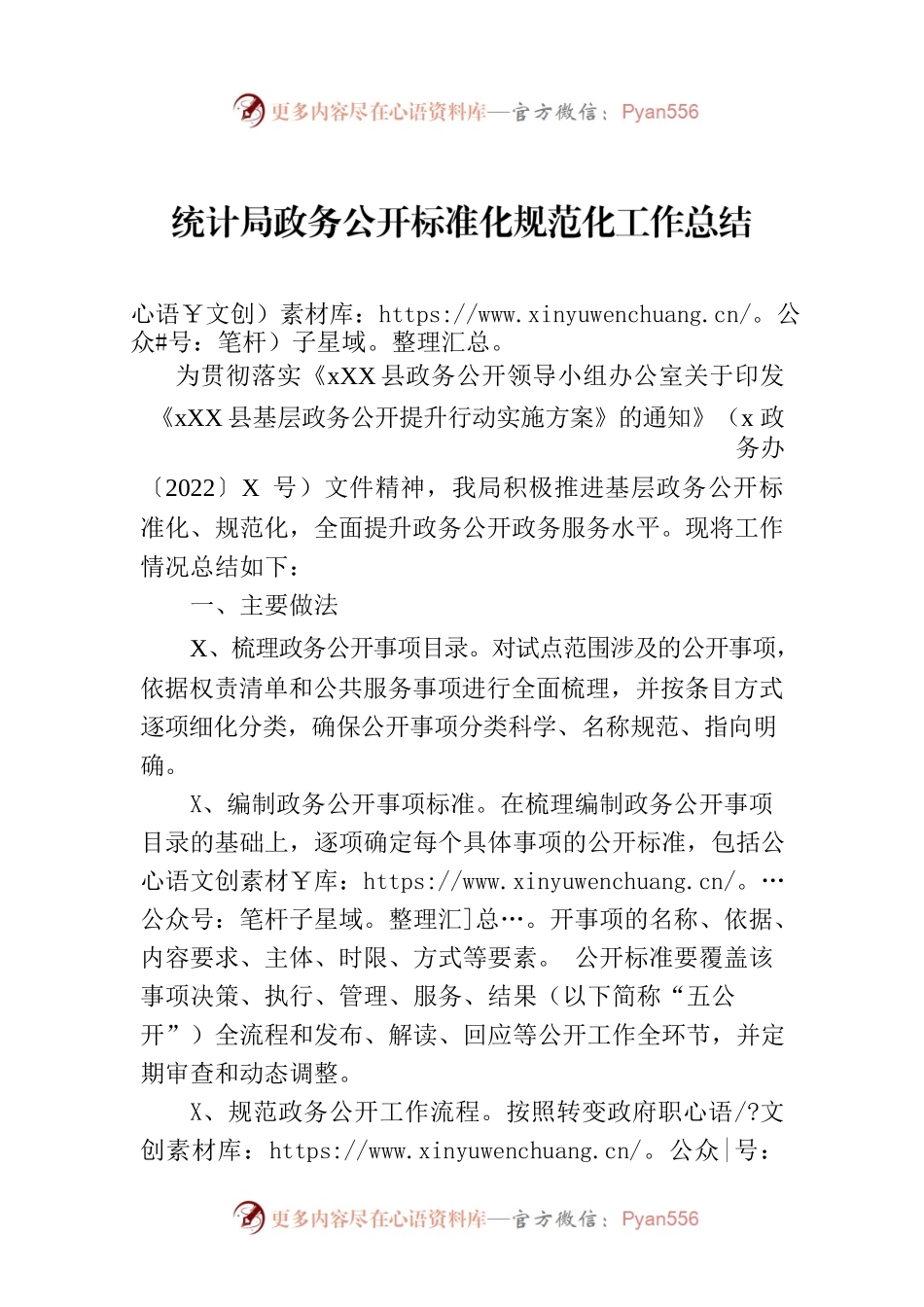 统计局政务公开标准化规范化工作总结.docx_第1页