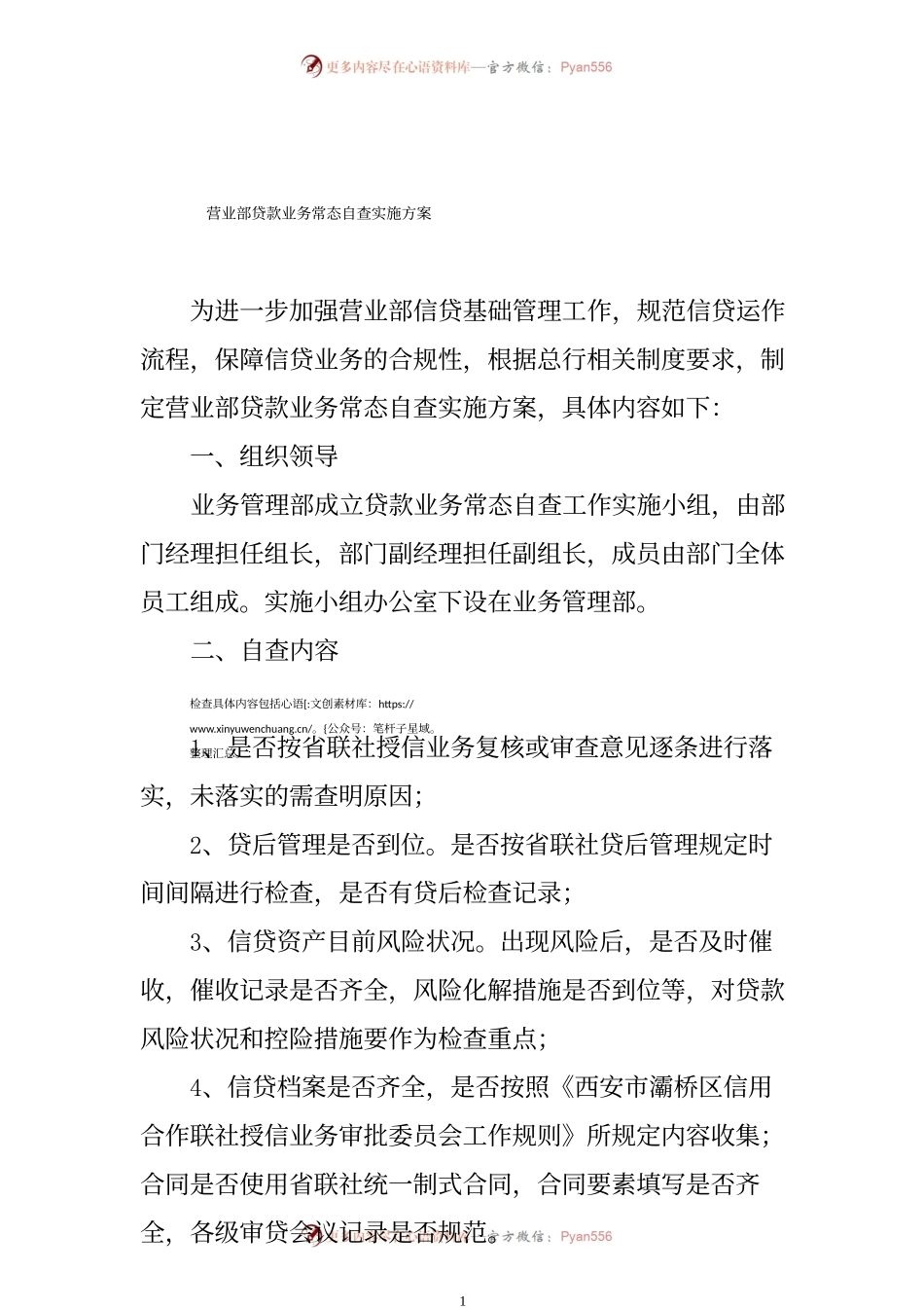 贷款专项检查实施方案.docx_第1页