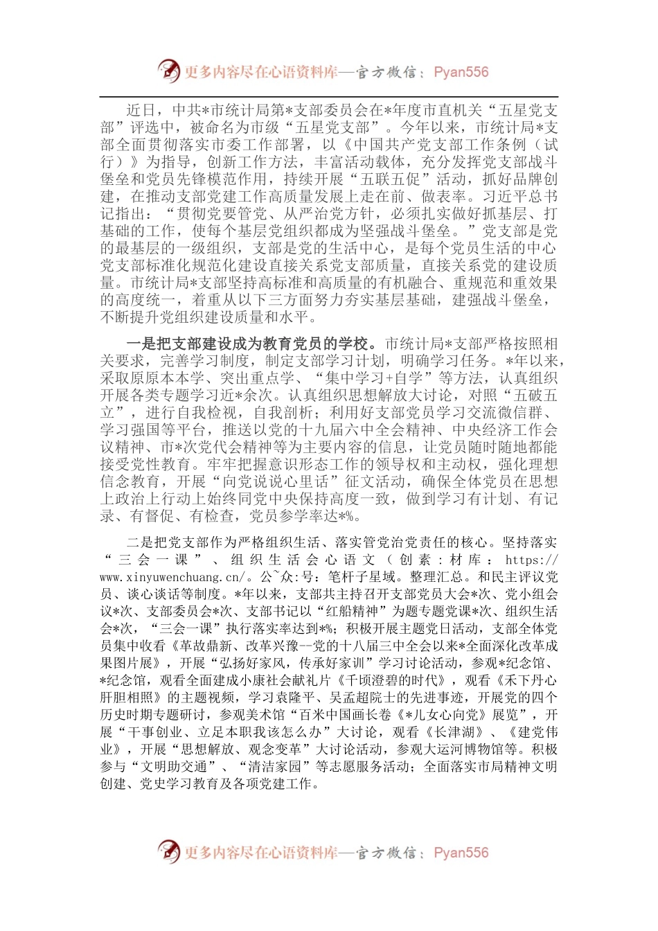 统计局“五星党支部”创建工作经验材料.docx_第1页