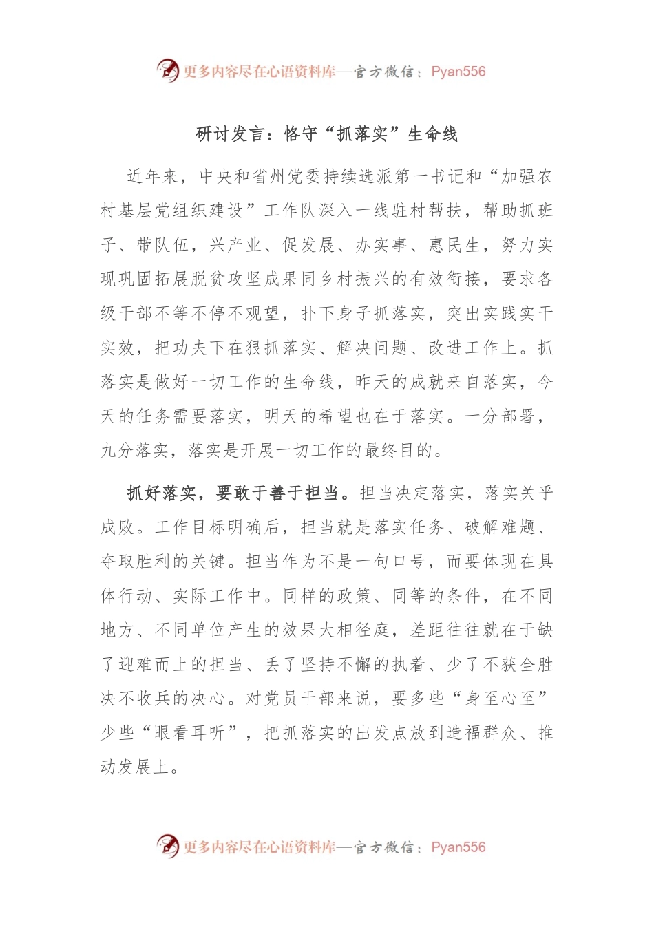 研讨发言：恪守“抓落实”生命线.docx_第1页